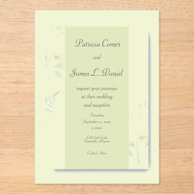 Green Leaves in the Summer Acrylic Wedd Invitation (Front)