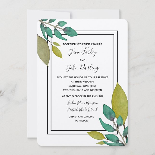 Green Leaves Invitation (Front)