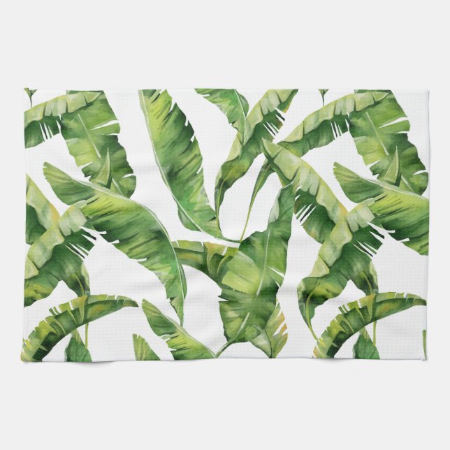 Green leaves  kitchen towel (Horizontal)