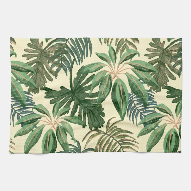 Green leaves kitchen towel (Horizontal)