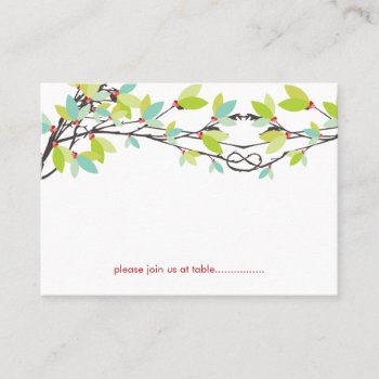 Green Leaves Knotted Love Trees Spring Wedding Place Card by fatfatin_box at Zazzle
