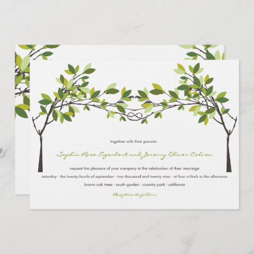 Green Leaves Knotted Love Trees Summer Wedding Invitation