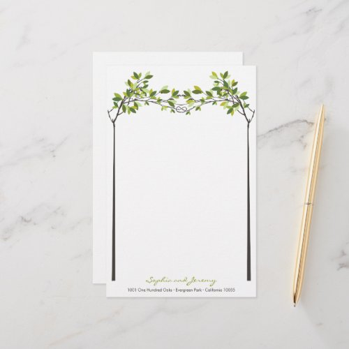 Green Leaves Knotted Love Trees Summer Wedding Stationery