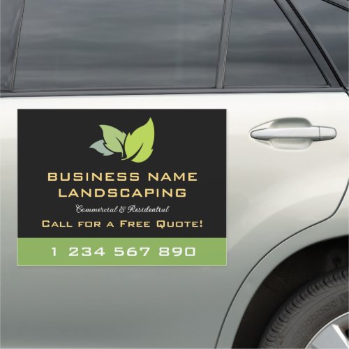 Green Leaves Landscaping Lawn Care Business Logo Car Magnet