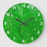 Green Leaves Large Clock at Zazzle