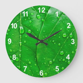 Green Leaves Large Clock by HighSkyPhotoWorks at Zazzle