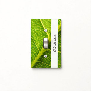 Green Leaves, Leaf Background, Leaf, Your Name Light Switch Cover