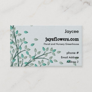 Green Leaves Leaf Floral Nursery Business Cards