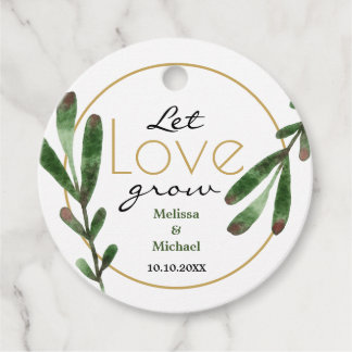 Green Leaves Let Love Grow Wedding Thank You Favor Tags
