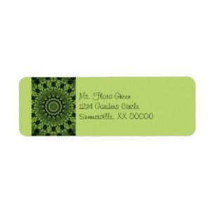 Green Leaves Mandala Label