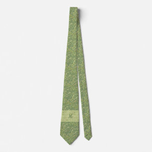 Green Leaves Monogram Tie Gift for Dad, Husband