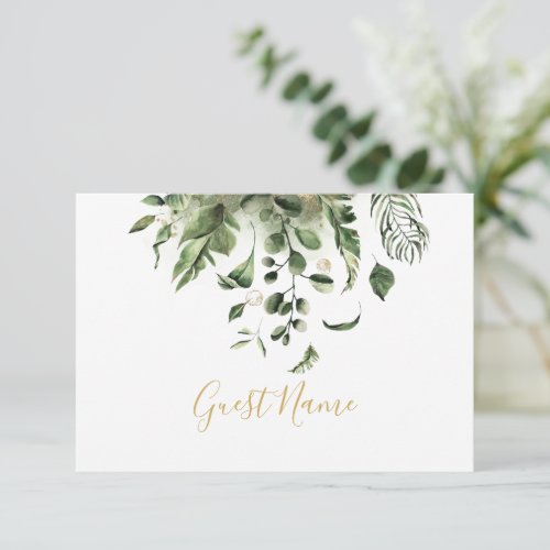 Green leaves name place card