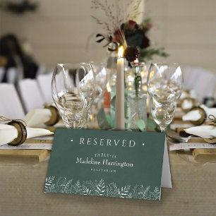 Green  Leaves Nature Inspired Wedding Place Card