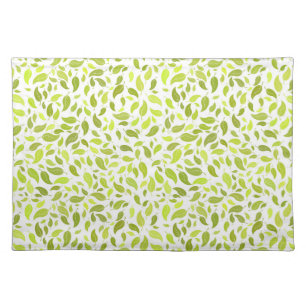 Green Leaves Nature Print, Plant Leaf Pattern Cloth Placemat