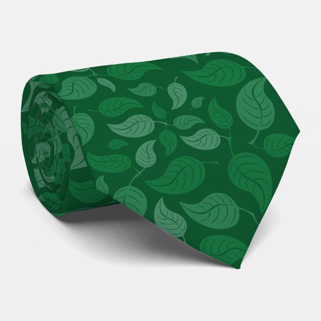 Green leaves neck tie (Rolled)