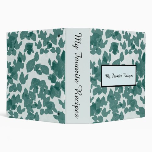 Green Leaves on Blue Recipe 3 Ring Binder