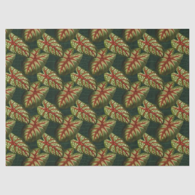 Green Leaves on Dark Green Decoupage Tissue Paper (Front)