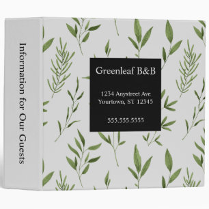 Green Leaves on Gray Vacation Rental 3 Ring Binder