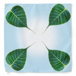 Green Leaves on Light Blue Bandana
