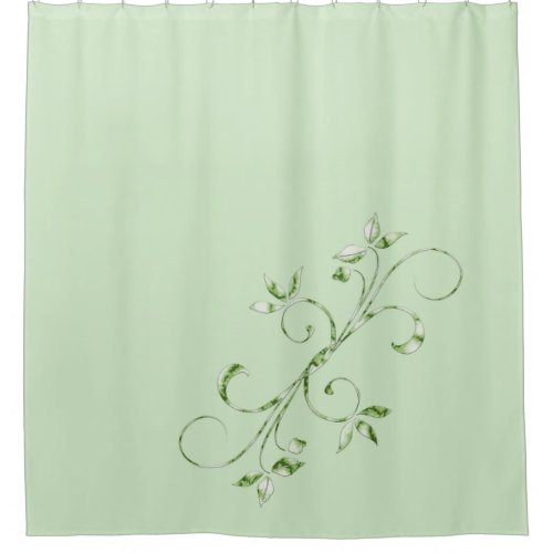 Green Leaves on Mint Green Shower Curtain