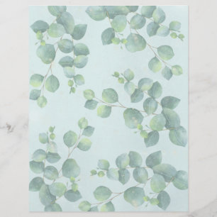 Green Leaves on Pale Green Background Craft Paper
