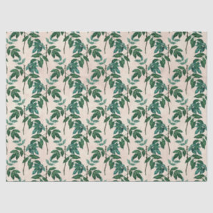 Green Leaves on Tan Decoupage Tissue Paper