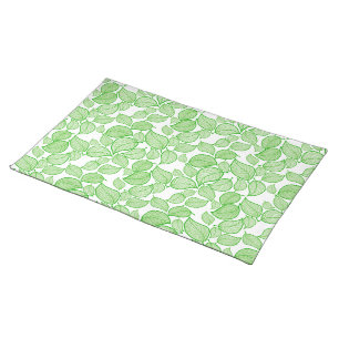 Green Leaves on White Cloth Placemat