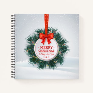 Green Leaves Ornament Christmas   Notebook