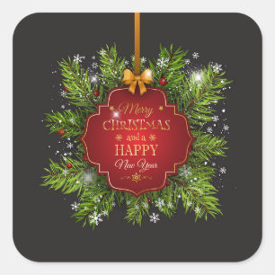 Green Leaves Ornament Christmas Sticker