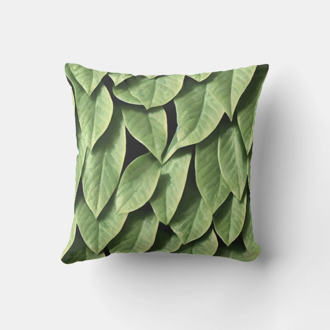 Green Leaves  Outdoor Pillow (Back)