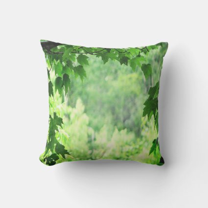 Green Leaves Outdoor Pillow