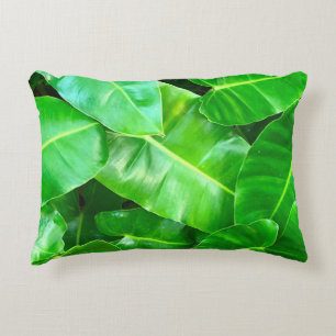 Green leaves Palm Leaf tropical foliage jungle Accent Pillow
