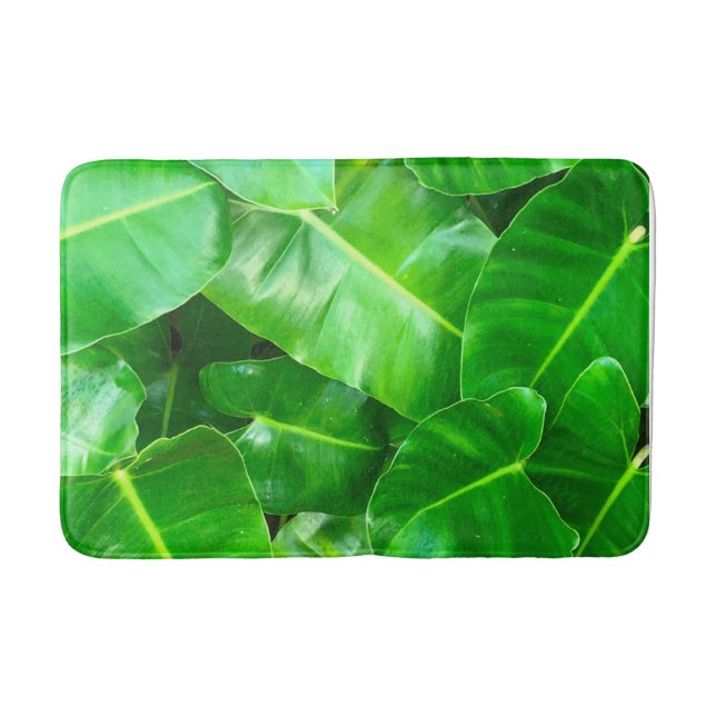 Green leaves Palm Leaf tropical foliage jungle  Bath Mat (Front)