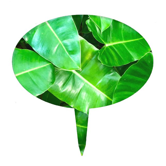 Green leaves Palm Leaf tropical foliage jungle  Cake Topper (Front)