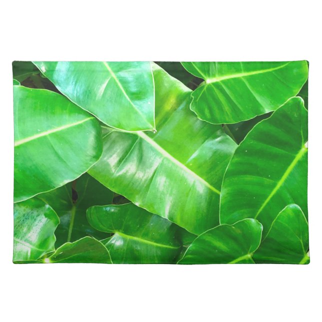 Green leaves Palm Leaf tropical foliage jungle  Cloth Placemat (Front)