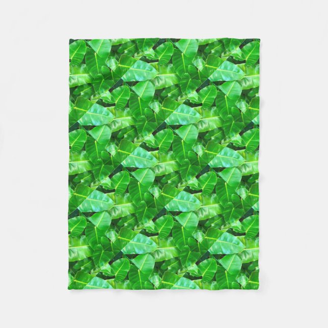 Green leaves Palm Leaf tropical foliage jungle  Fleece Blanket (Front)