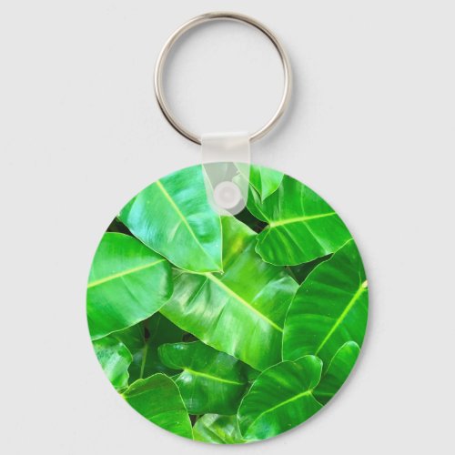 Green leaves Palm Leaf tropical foliage jungle  Keychain