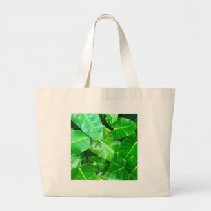 Green leaves Palm Leaf tropical foliage jungle Large Tote Bag