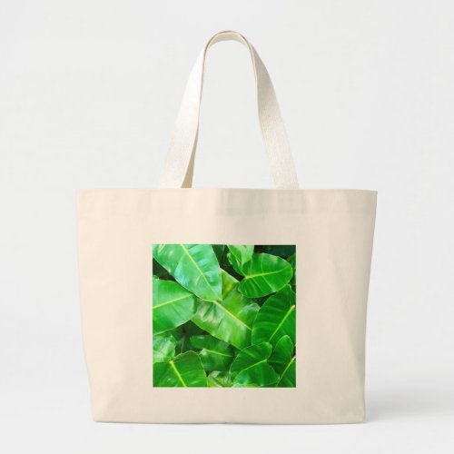 Green leaves Palm Leaf tropical foliage jungle  Large Tote Bag