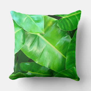 Green leaves Palm Leaf tropical foliage jungle Throw Pillow