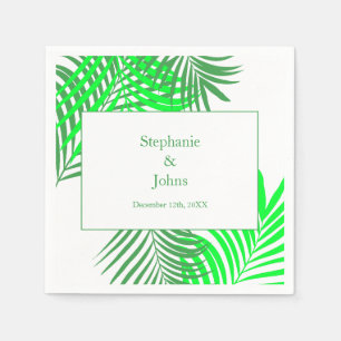 Green Leaves Palm Tree Art Elegant Wedding Napkins