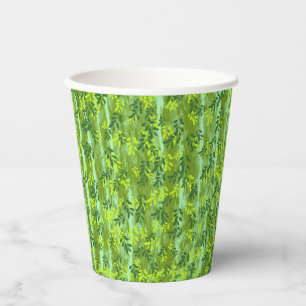 Green leaves paper cups