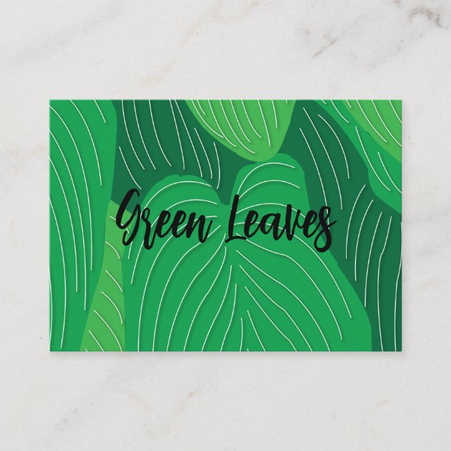 Green Leaves Pattern Business Card (Front)