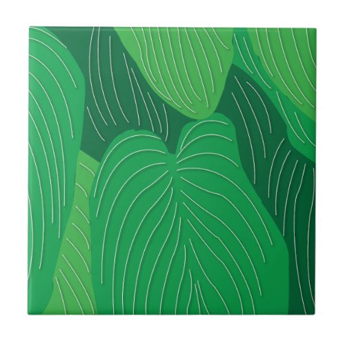 Green Leaves Pattern  Ceramic Tile