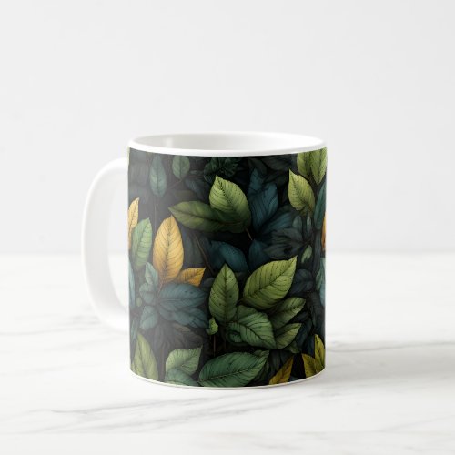 Green Leaves Pattern Coffee Mug