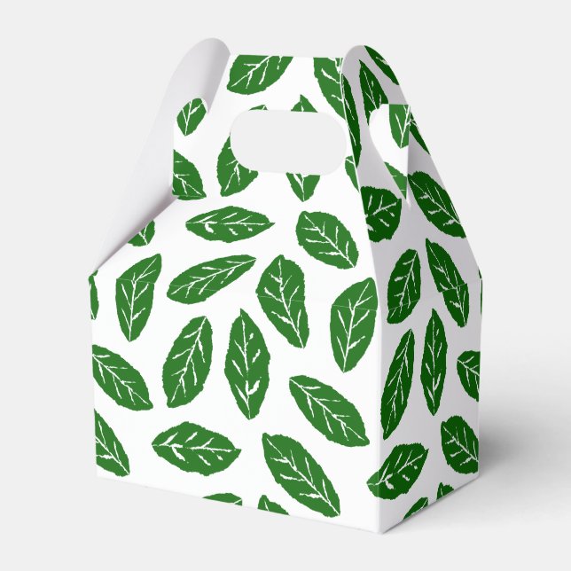 Green Leaves Pattern Favor Boxes (Front Side)
