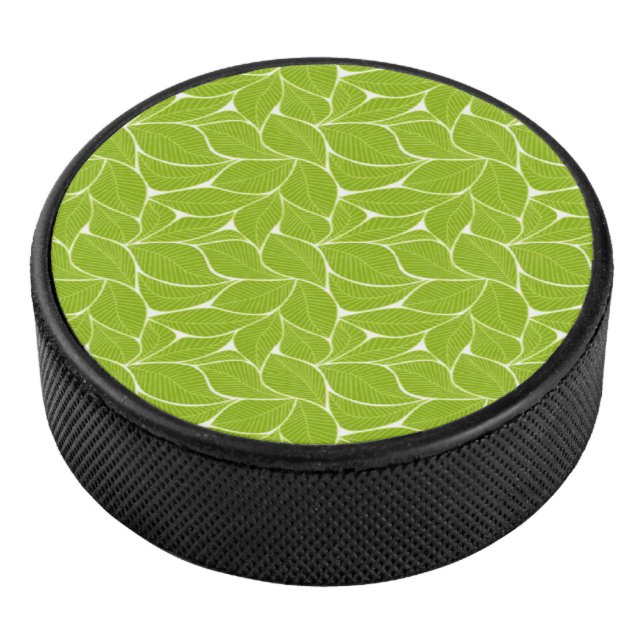 Green leaves pattern hockey puck (3/4)