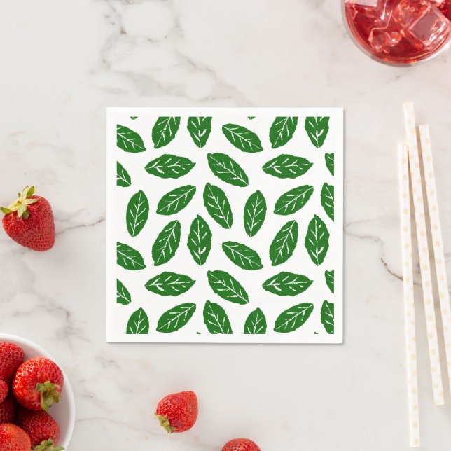 Green Leaves Pattern Napkins (Insitu)