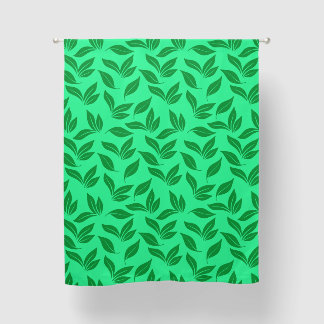 Green Leaves Pattern on a Light Green Background Blackout Curtains