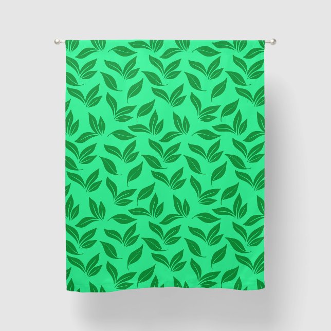 Green Leaves Pattern on a Light Green Background Blackout Curtains (Front)
